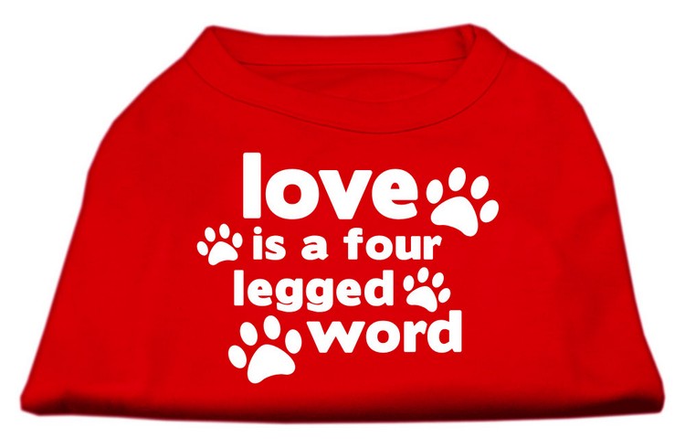 Love is a Four Leg Word Screen Print Shirt Red Med